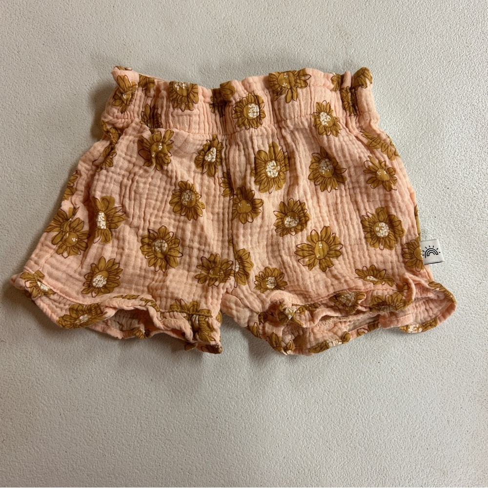 100% Cotton - Wonderluxe - Floral Kids Shorts in Pink and Brown - Size 4T